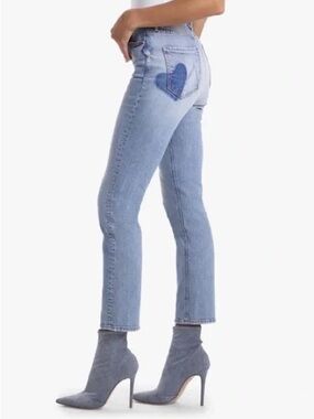 Mother Superior Button Fly Dazzler Ankle Jeans in I Confess Hearts Sz 27